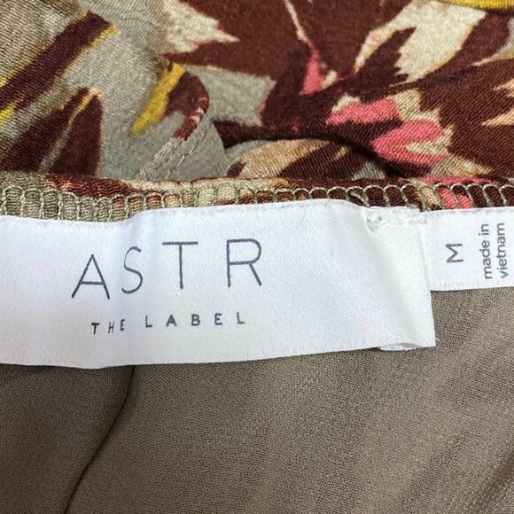 ASTR The Label Beige Floral One Shoulder Ruffle Tropical A Line Mini Dress Sz M - Picture 4 of 5